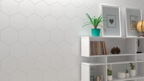 WOW Hexagon Ice White plain Tile and WOW Hexagon Graphite Plain Tile