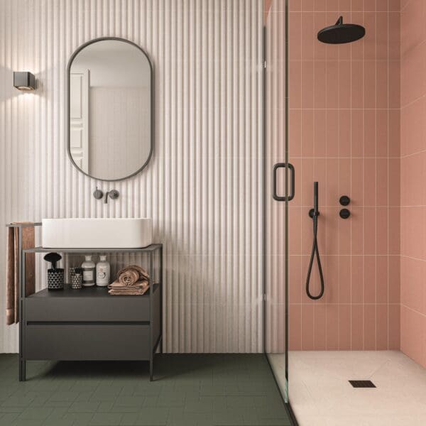 Stripes White Stone Decor Tile and Stripes Cotto Plain Tile