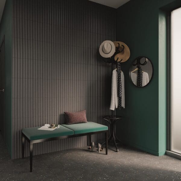 Stripes Graphite Stone Decor Tile and Stripes Graphite Stone Transition Tile