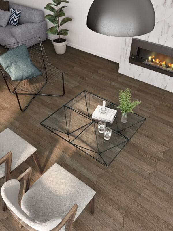60o Chevron Wood Dark A Tile