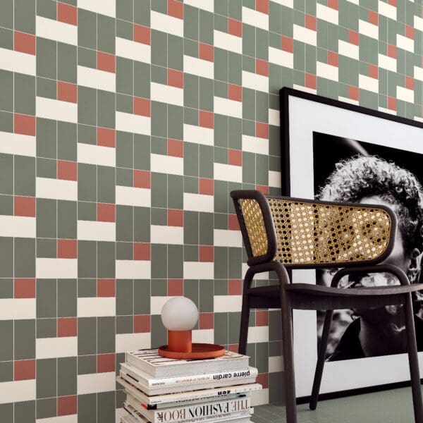 Solid XS Cotto Tile, Solid S Chalk Tile and Solid S Moss Tile