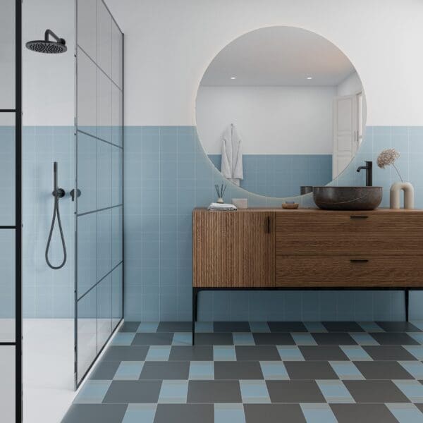 Solid S Ash Tile, Solid S Sky Tile, Solid XL Basalt Tile and Solid M Sky Tile