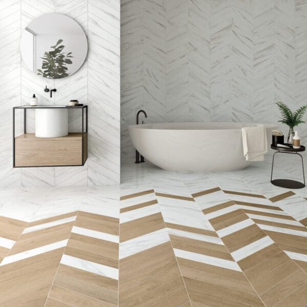 60o Chevrn Wood Mid A Tile