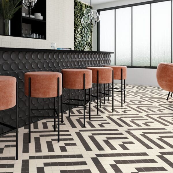 WOW Moon Graphite Tile, Solid XS Basalt Tile, Solid S Chalk Tile and Solid XS Chalk Tile