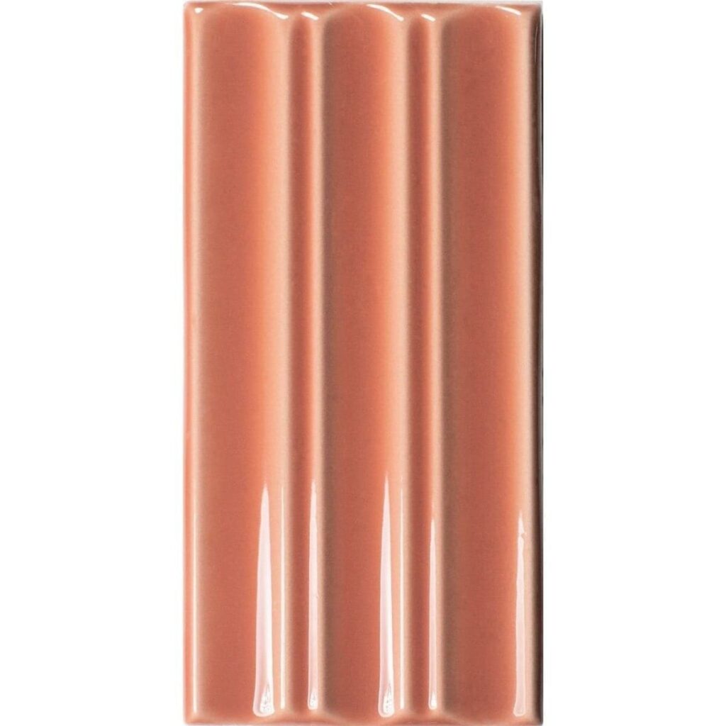 VIZ-Salmon Ribbed Ceramic Tile