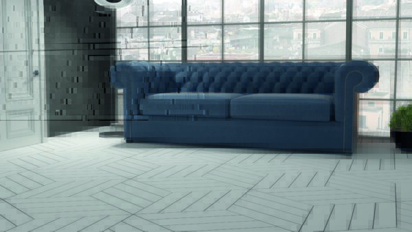 Deco Floor Chevron Ice White A Tile