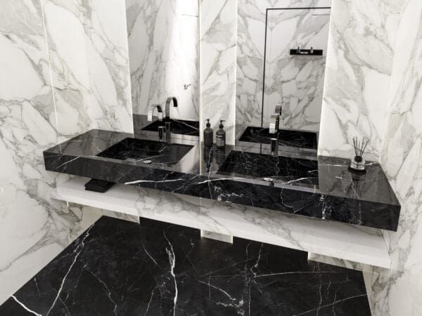 XXL Black Calacatta Bookmatched Tile