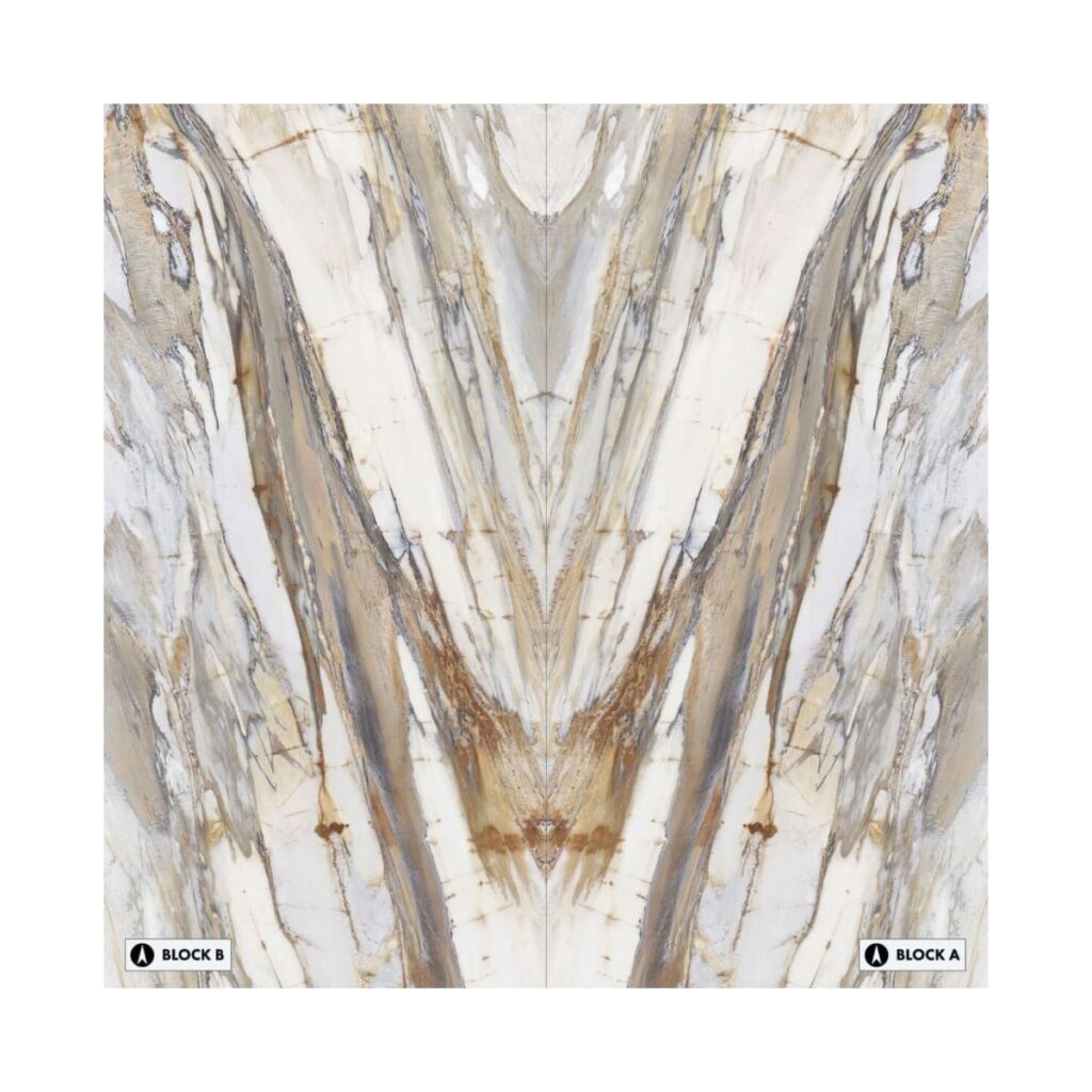 XXL-Calacatta Fossil Bookmatched Porcelain Tile