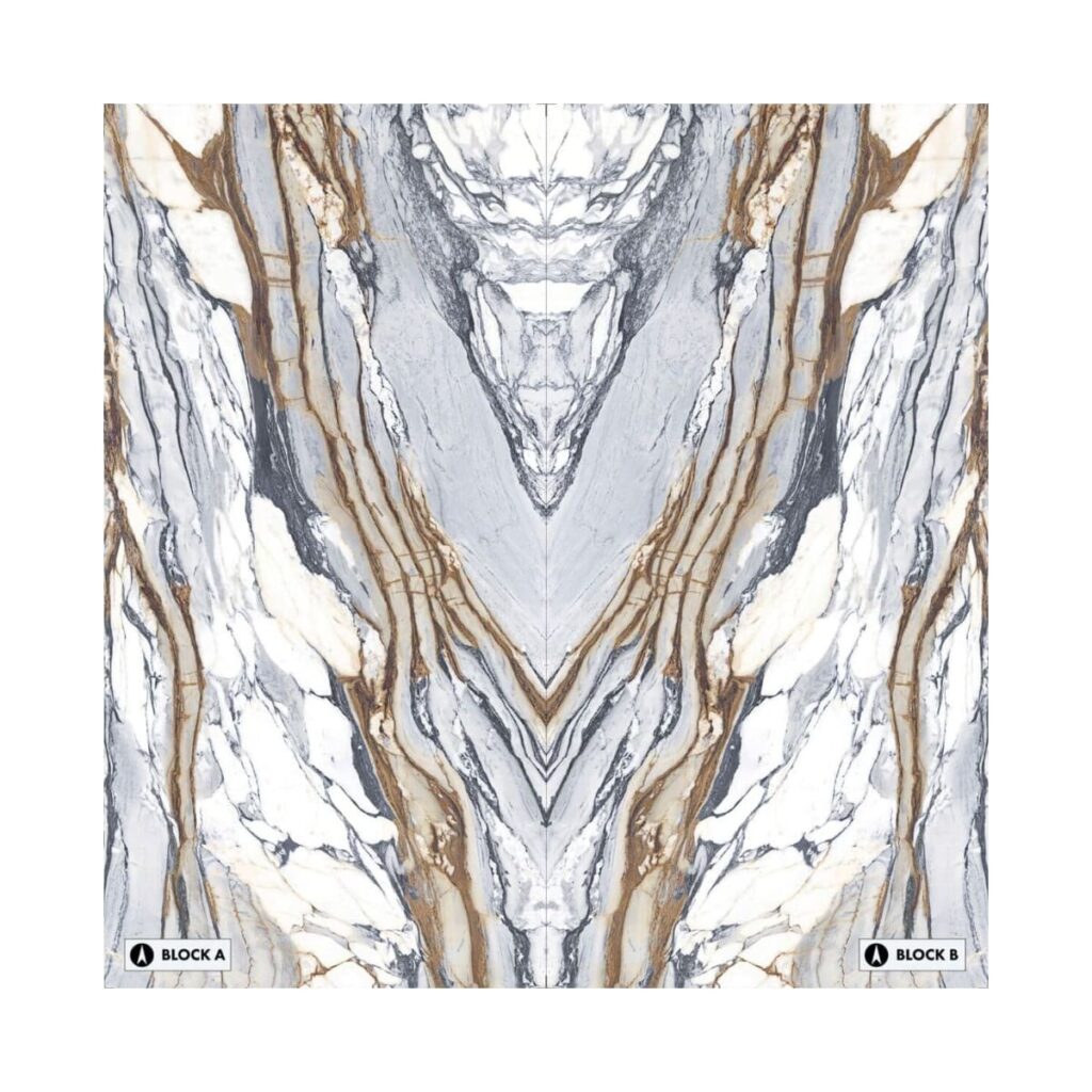 XXL-Calacatta Picasso Bookmatched Porcelain Tile