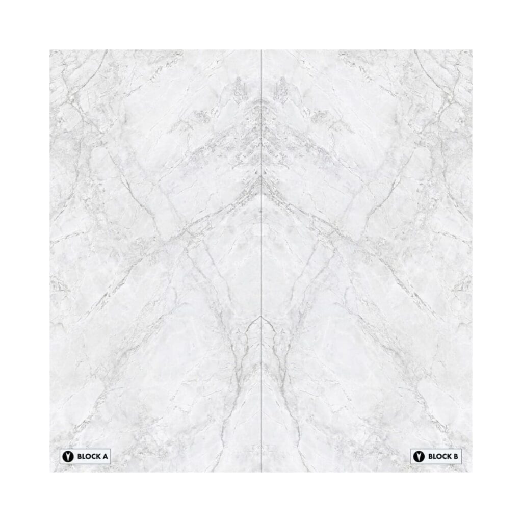 XXL-Super White Bookmatched Porcelain Tile