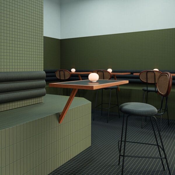 Raster Lines M Moss - Grid S Basalt & Moss Tile