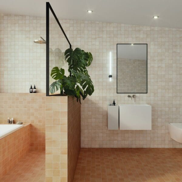 Raster Grid M Clay & Off White Tile