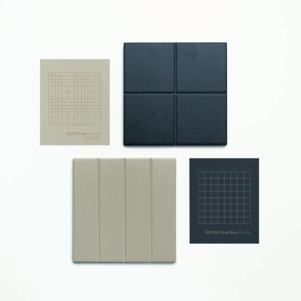 Raster LINES S ASH - GRID M DEEP BLUE Tile