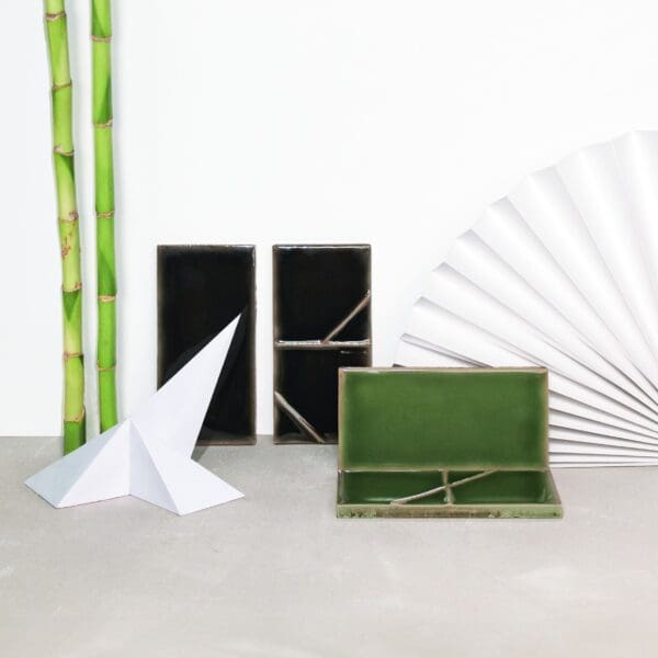 YOKO Origami Onyx and Origami Moss Tile