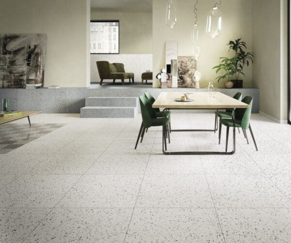Terrazzo Rialto White and Silver Tile