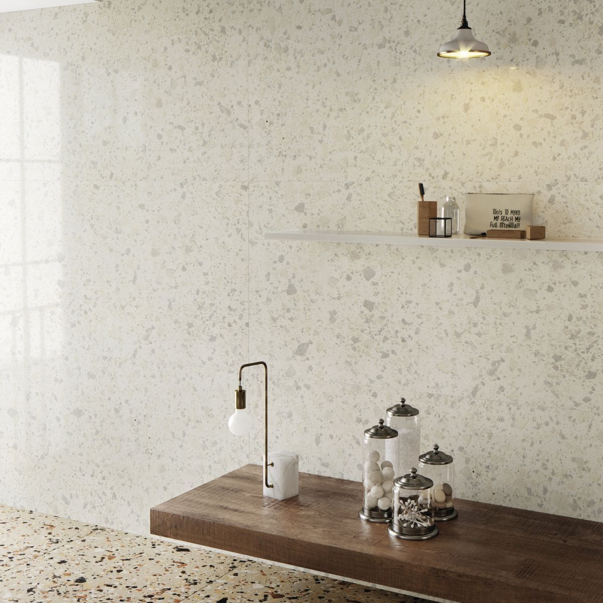 Terrazzo Venice Zinc and beige Tile
