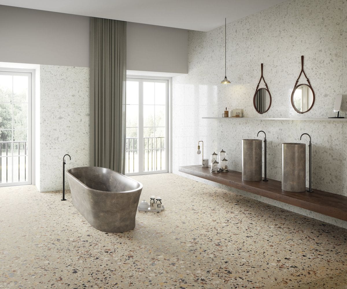 Terrazzo Venice Zinc and beige Tile