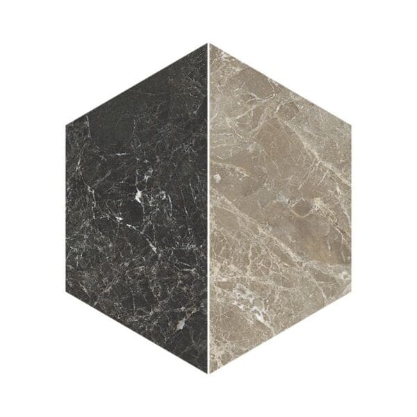 Cosmopolitan Hexagon Nero / Tortora Tile