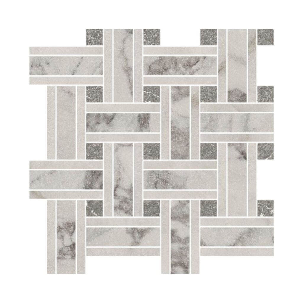 NOV-Basketweave Arabescato / Carrara / Pietra Grey Porcelain Tile
