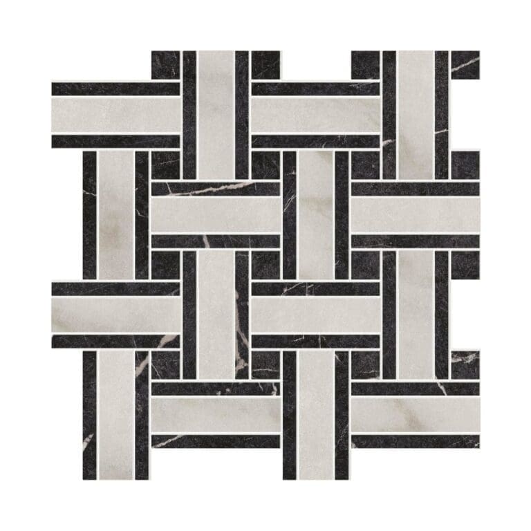 Livingstone Basketweave Bianco / Nero / Nero Tile