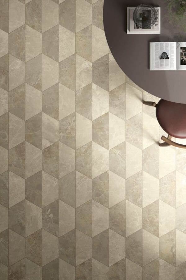 Cosmopolitan Hexagon Taupe / Cream Tile