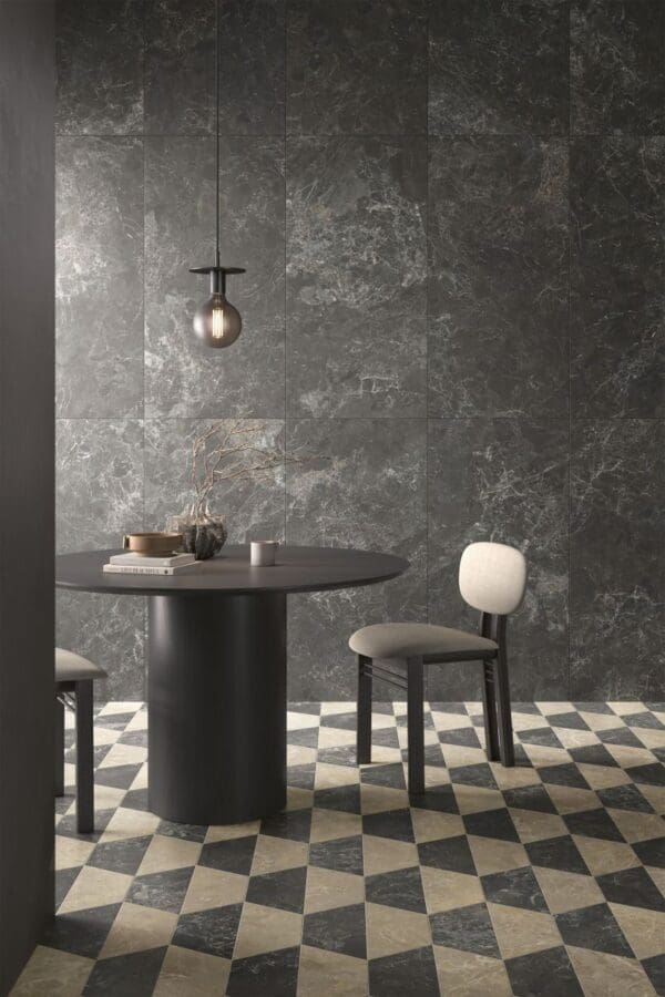 Cosmopolitan Hexagon Nero / Tortora Tile