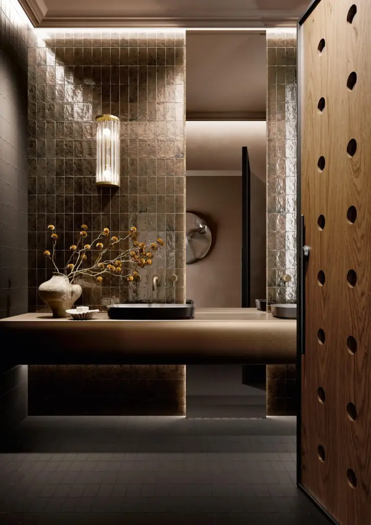 Berlese tiles: a bathroom with Ossidia Bronzo walls