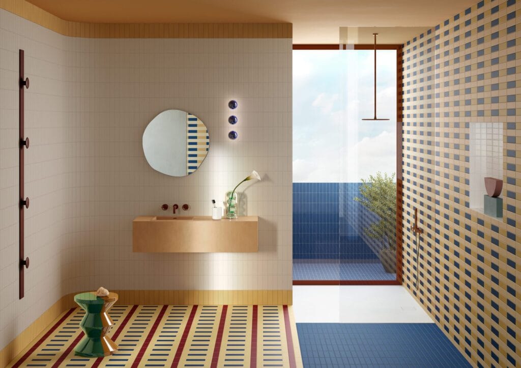 Boschet tiles: a bathroom, matt, stacked bond