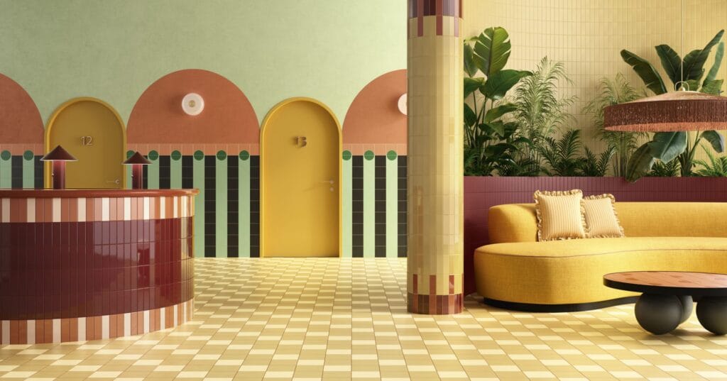 Boschet tiles: a hotel lobby