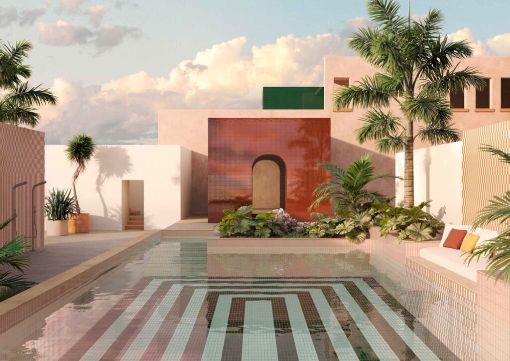 Boschet tiles: a pool surround, matt