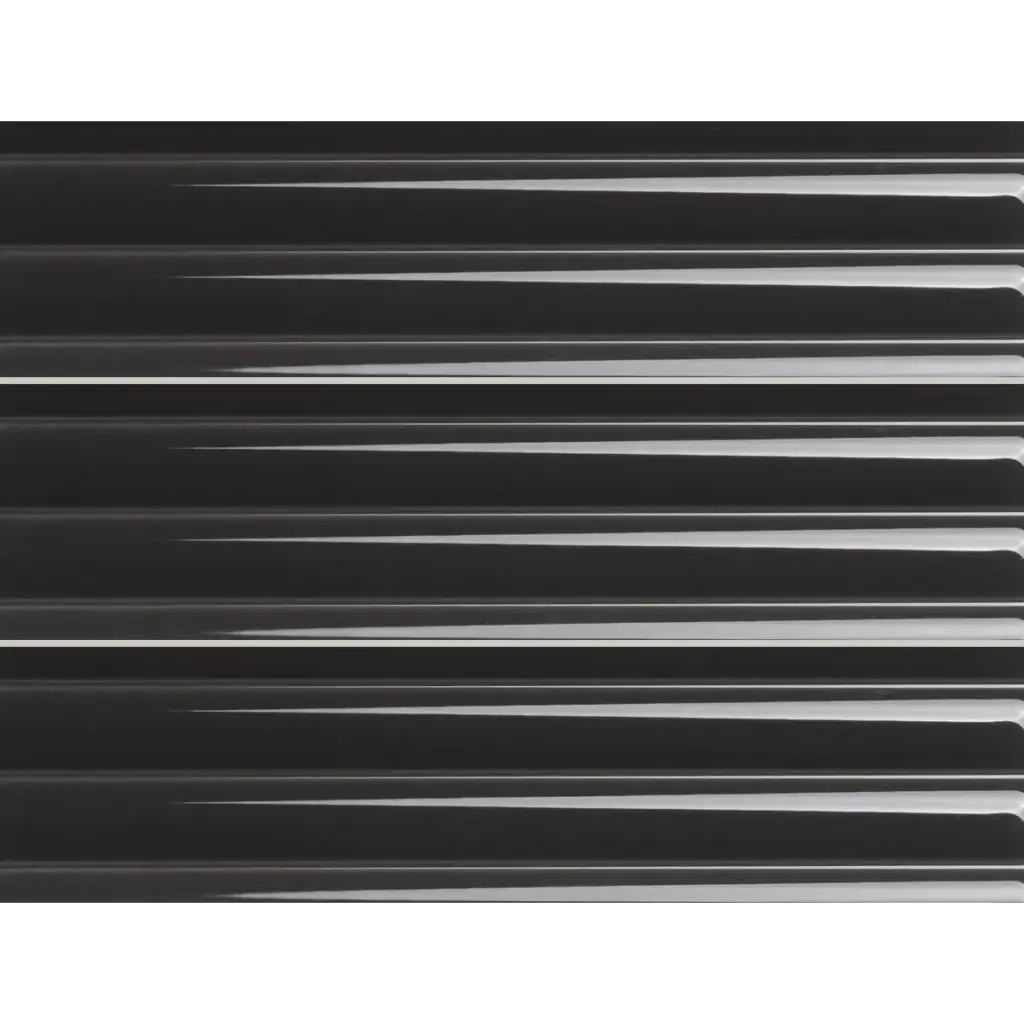 PRL-Black Fluted 75 x 300mm fluted glazed wall tile, three tiles stacked