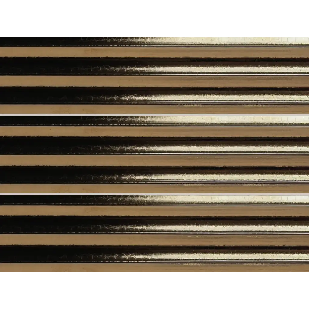 PRL-Gold Fluted 75 x 300mm fluted glazed wall tile, three tiles stacked