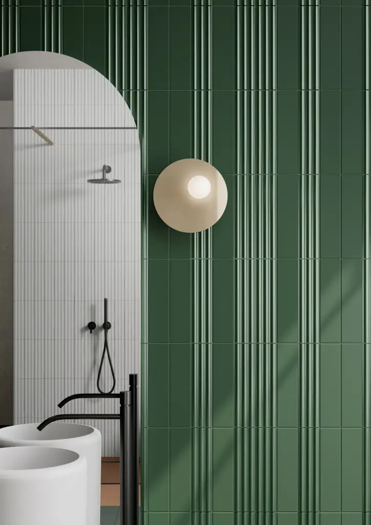 Pieralunga tiles: an Emerald shower wall