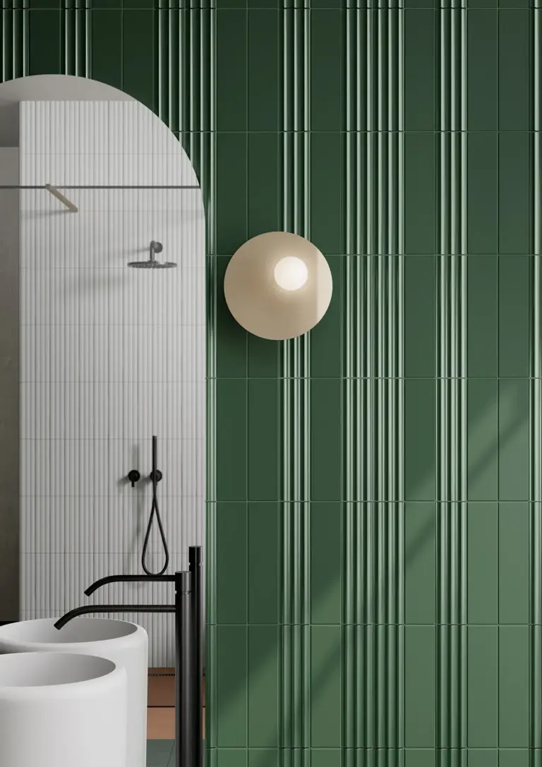 Pieralunga tiles: an Emerald shower wall