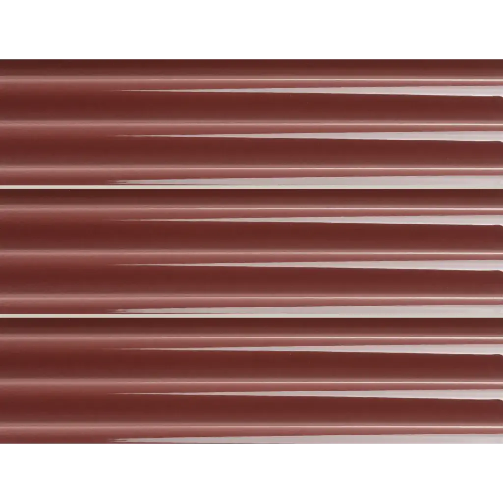 PRL-Rosso Fluted 75 x 300mm fluted glazed wall tile, three tiles stacked